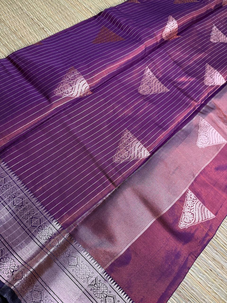 Purple Semi-Silk Saree with Silver Zari