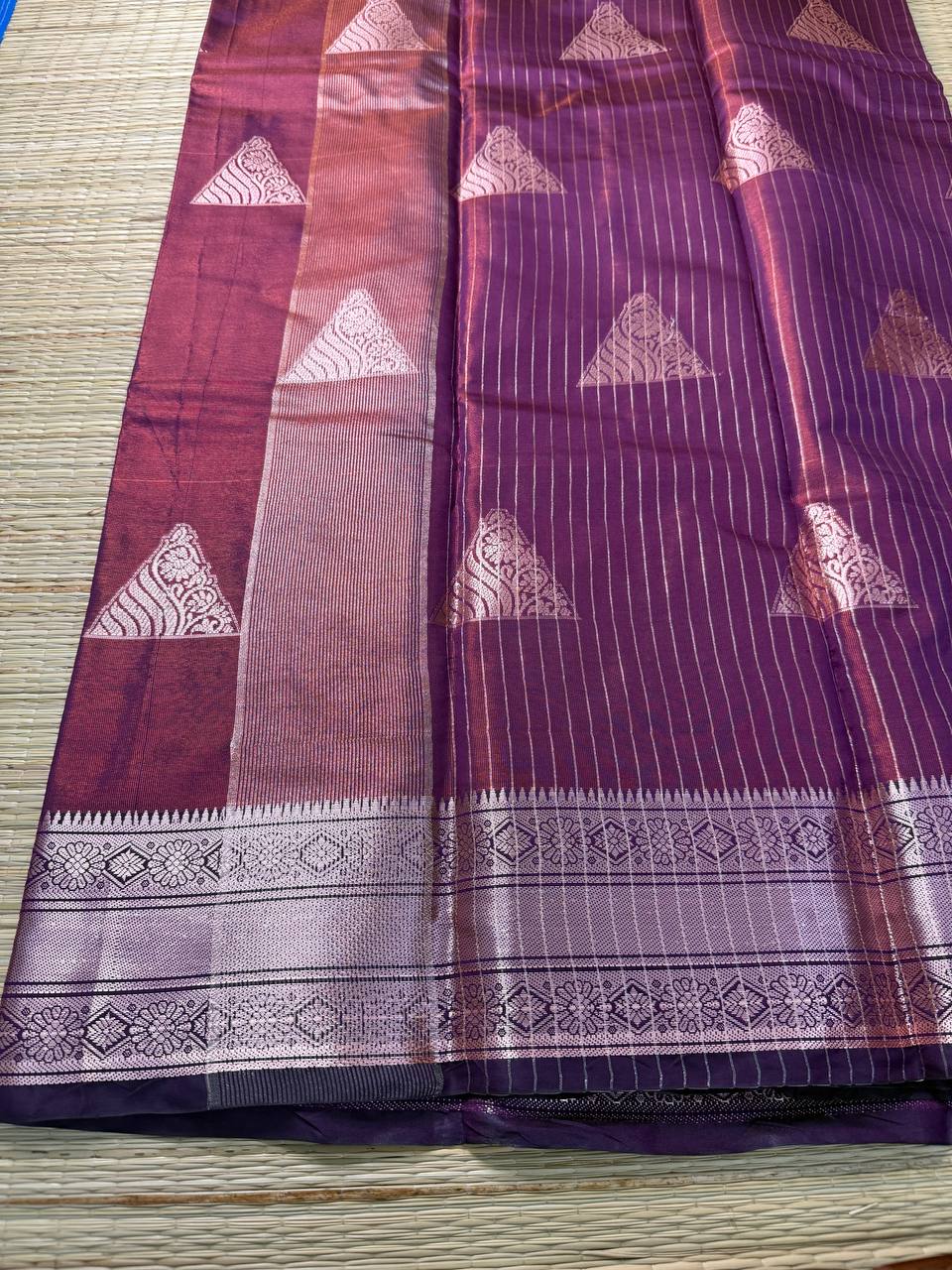Purple Semi-Silk Saree with Silver Zari