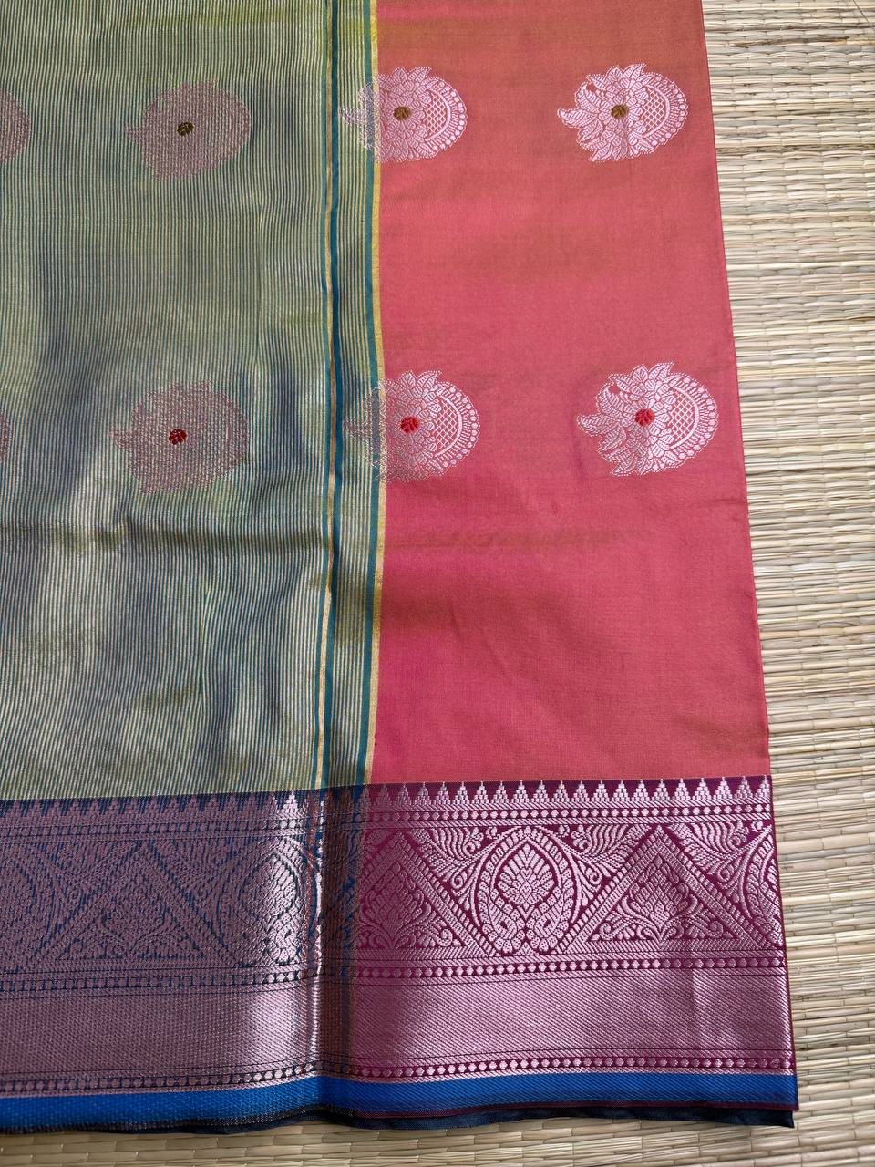 Pink Semi-Silk Saree with Silver Zari Motifs