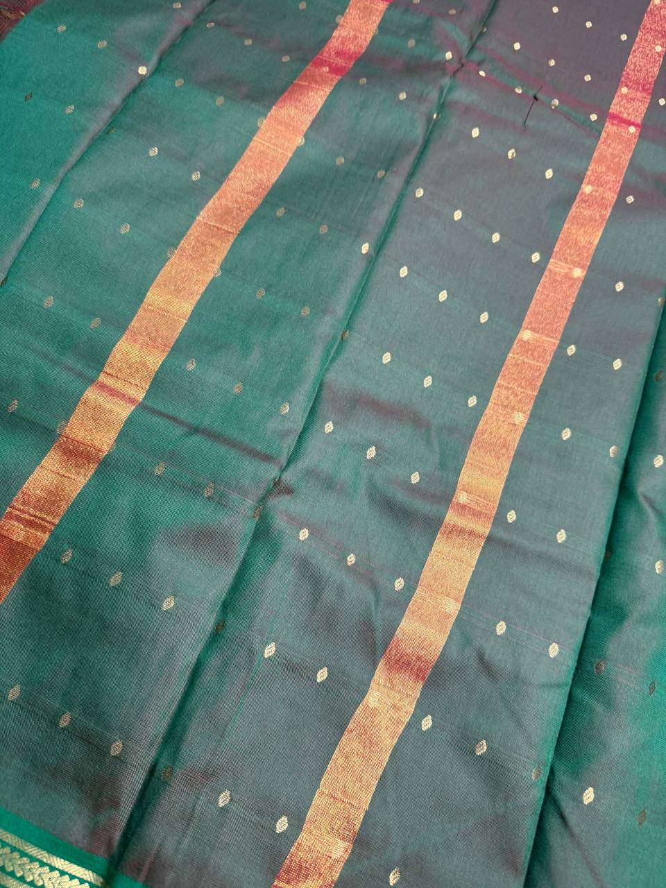 Magenta Semi-Silk Saree with Gold Zari Border