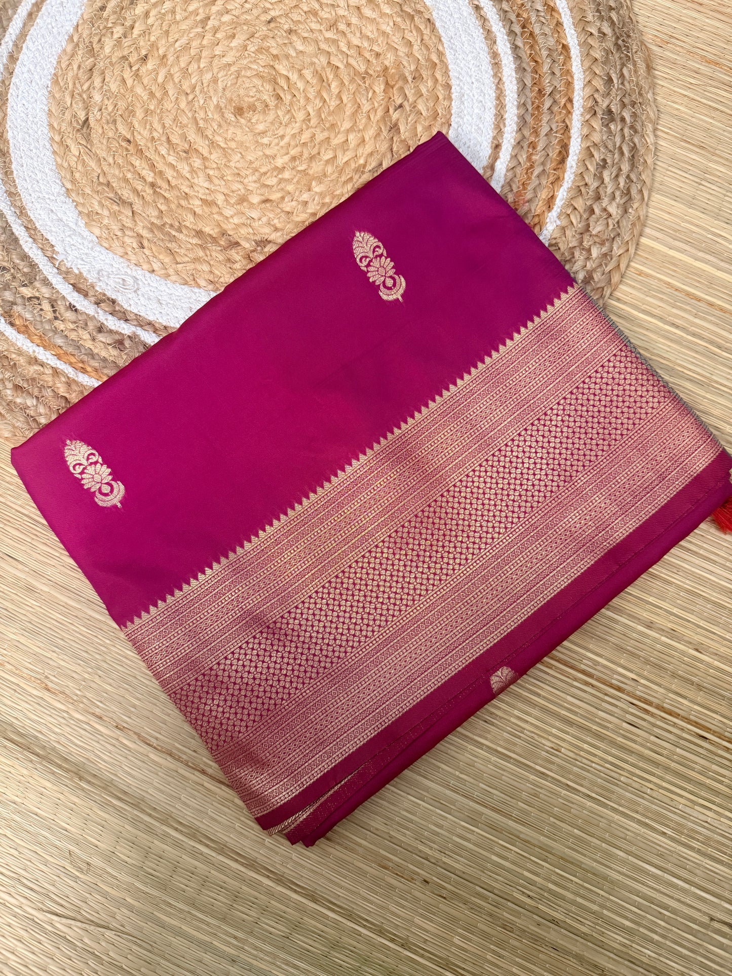 Magenta Border & All-Over Silver Zari Pallu